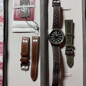 Laco Pilot Watch with Brown and Green Straps